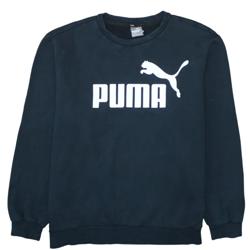 Puma Black Sweatshirt Men's XXLarge Big Printed Logo Crewneck Pullover Fleece Top made by Puma