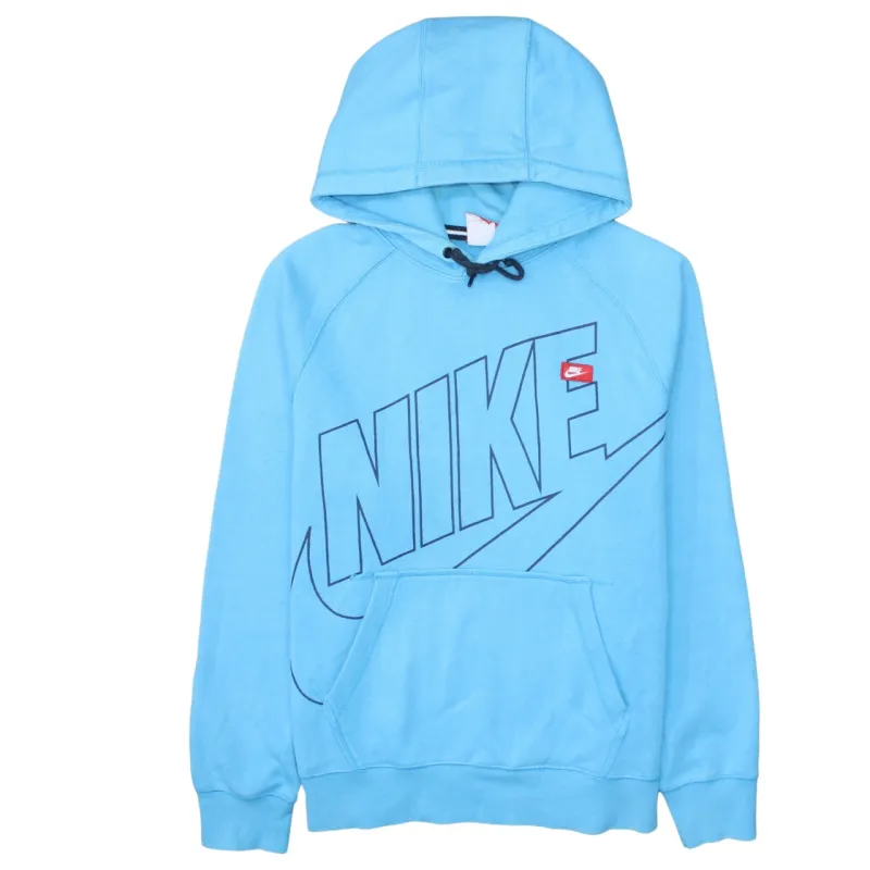 Nike Light Blue Hoodie Men's Large Big Printed Logo Front Pocket Pullover Sweatshirt sold by Vintage Club
