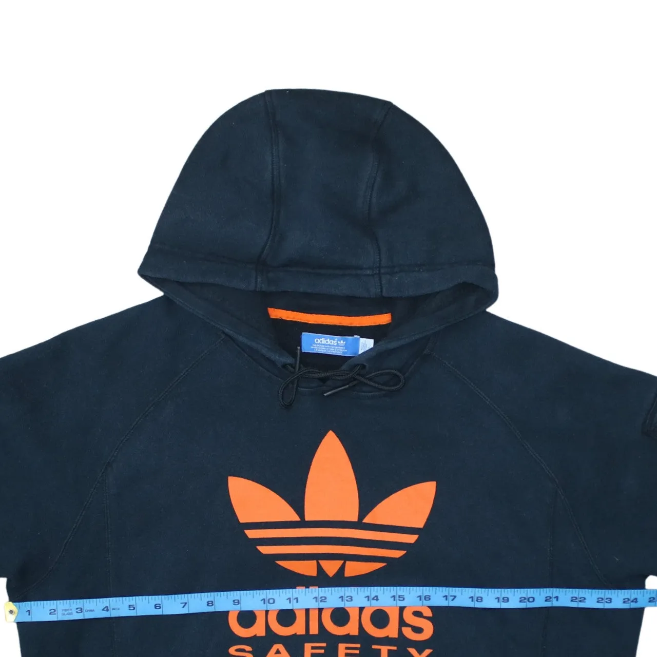 Adidas Navy Blue Hoodie Men’s Large Printed Trefoil Safety Logo Pocket Pullover Sweatshirt sold by Vintage Club product image thumbnail 5