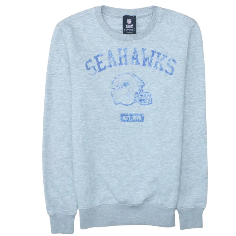 NFL Light Grey Sweatshirt Men's Small Seahawks Printed Logo Crewneck Pullover Fleece Top made by NFL