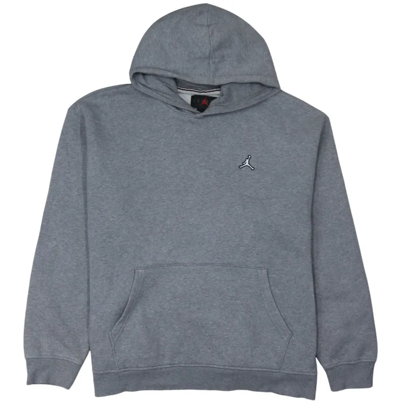 Jordan Grey Hoodie Men’s XLarge Embroidered Jumpman Logo Front Pocket Pullover Sweatshirt sold by Vintage Club
