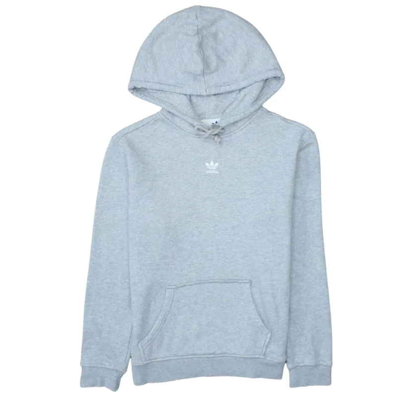 Adidas Light Grey Hoodie Women’s Small Trefoil Embroidered Logo Front Pocket Pullover Sweatshirt sold by Vintage Club