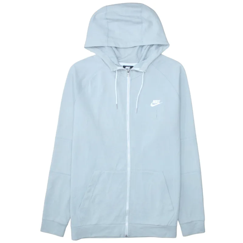 Nike Light Blue Full Zip Hoodie Women’s XLarge Embroidered Swoosh Drawstring Hood Pockets Sweatshirt sold by Vintage Club