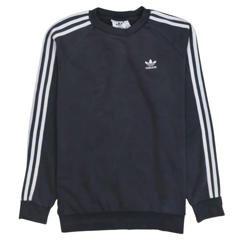 Adidas Black Sweatshirt Men's XSmall Trefoil Embroidered Logo Three Stripe Sleeves Pullover Top sold by Vintage Club