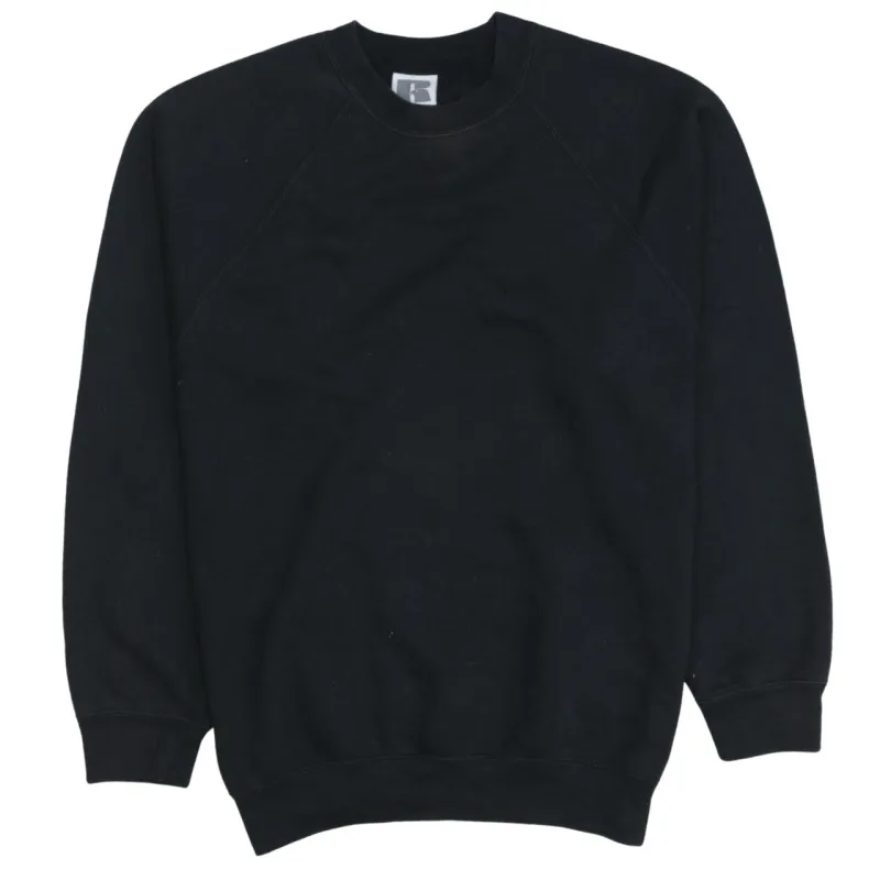 Russell Athletic Black Sweatshirt Men’s Medium Raglan Sleeve Plain Fleece Pullover Top sold by Vintage Club