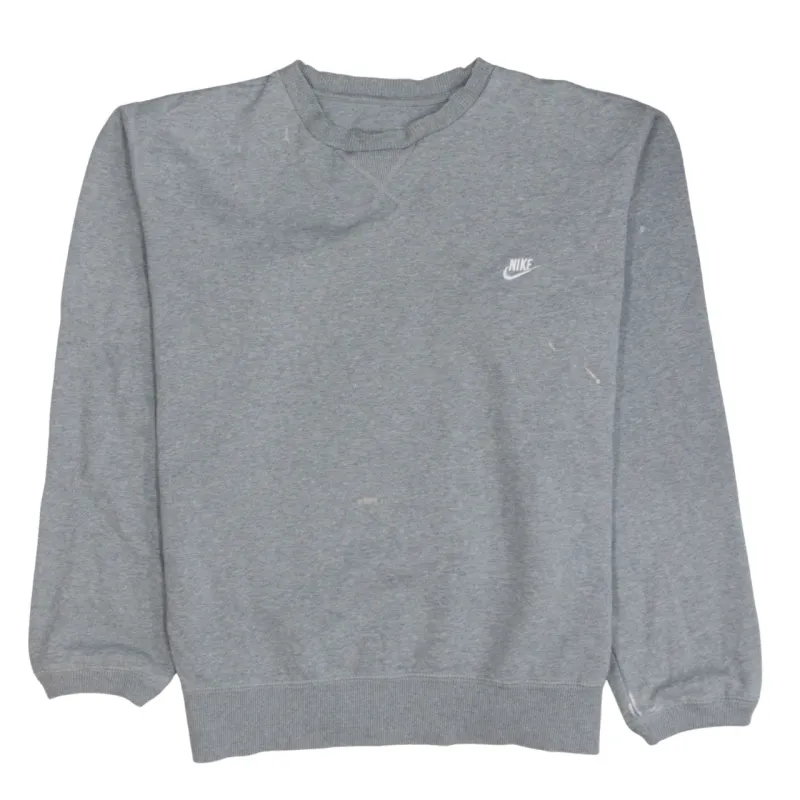 Nike Grey Sweatshirt Men's XXLarge Small Swoosh Printed Logo Crewneck Pullover Top sold by Vintage Club