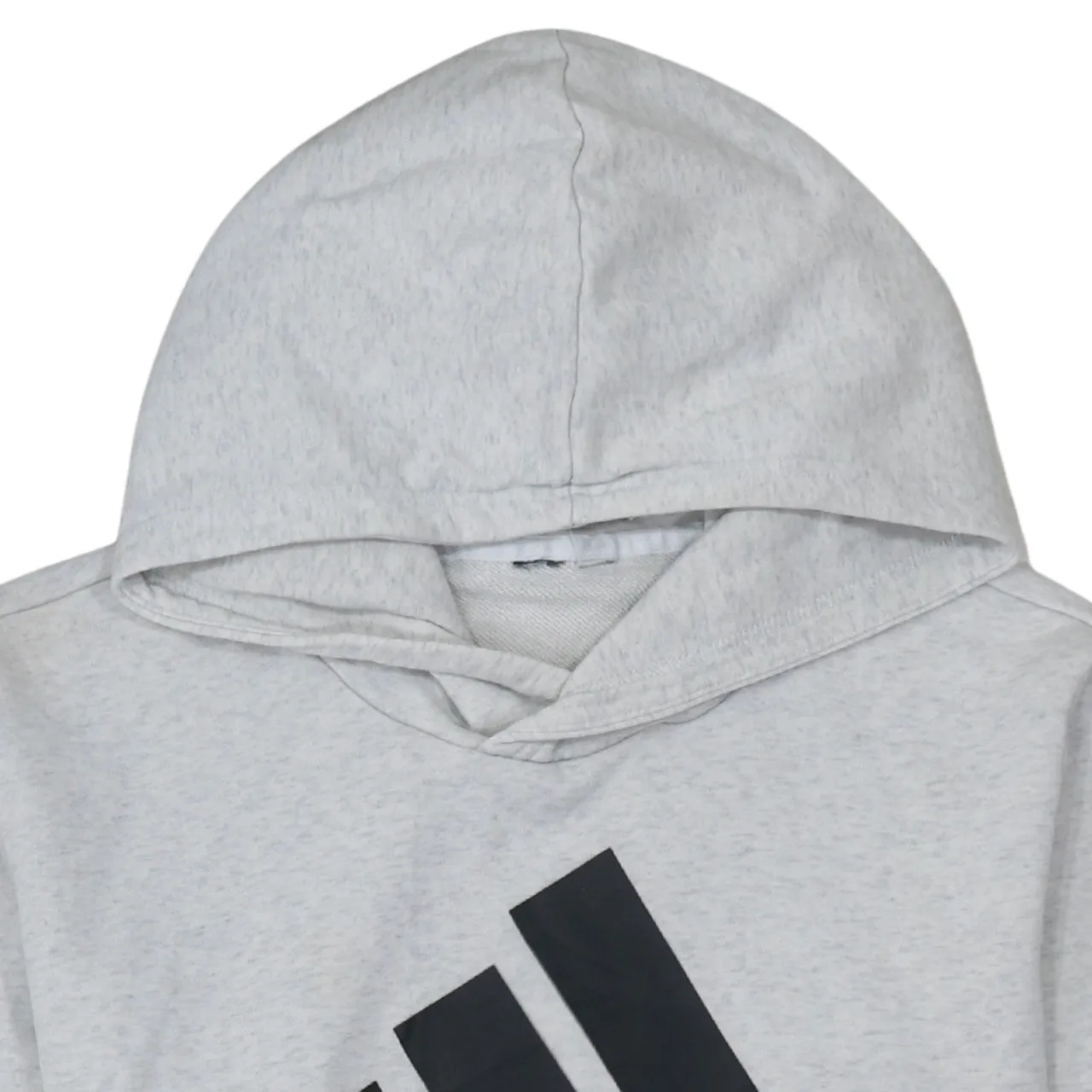 Adidas Light Grey Hoodie Men's Medium Printed Logo Front Pouch Pullover Sweatshirt sold by Vintage Club product image thumbnail 3