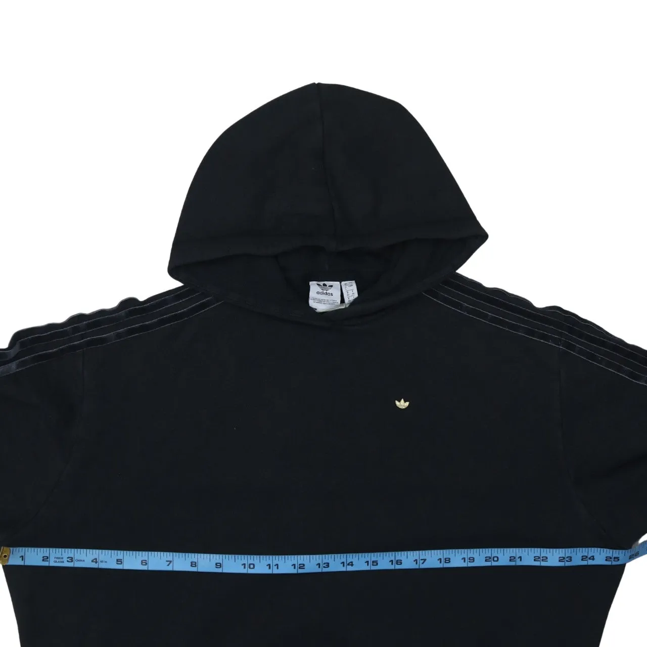 Adidas Black Hoodie Women’s XLarge Small Trefoil Logo Three Stripe Sleeves Pullover Sweatshirt sold by Vintage Club product image thumbnail 5