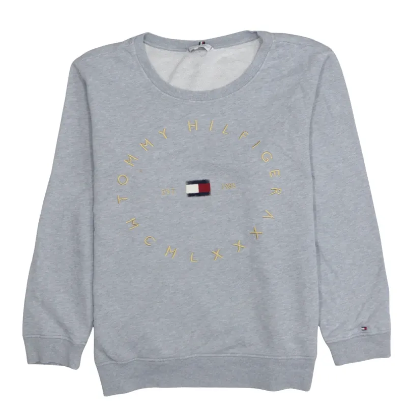 Tommy Hilfiger Grey Sweatshirt Men's XXLarge Embroidered Chest Logo Ribbed Crewneck Pullover sold by Vintage Club