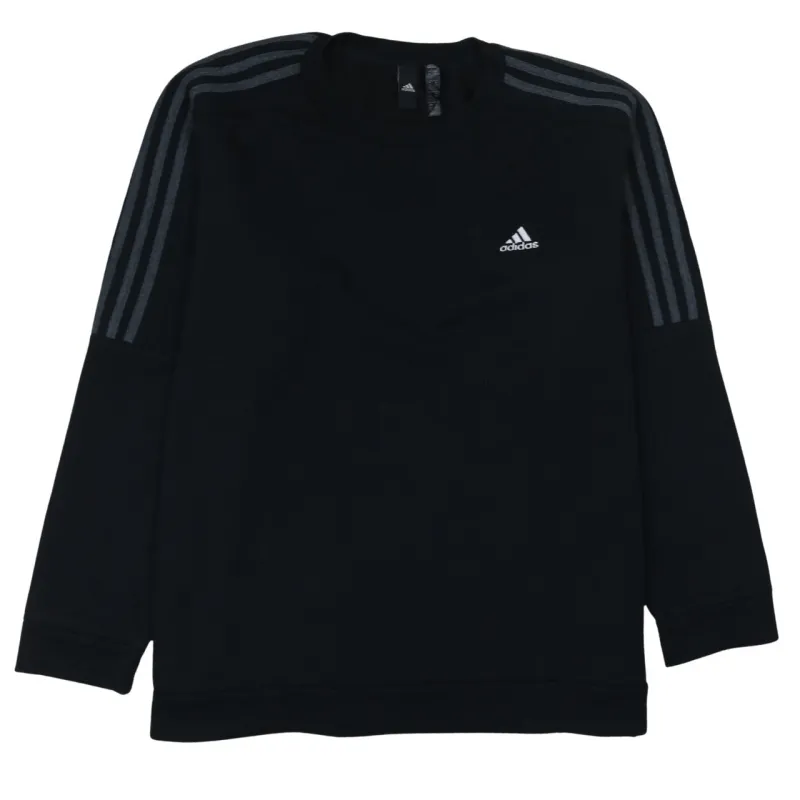 Adidas Black Sweatshirt Men’s XXLarge Three Stripe Sleeves Embroidered Chest Logo Pullover Top sold by Vintage Club