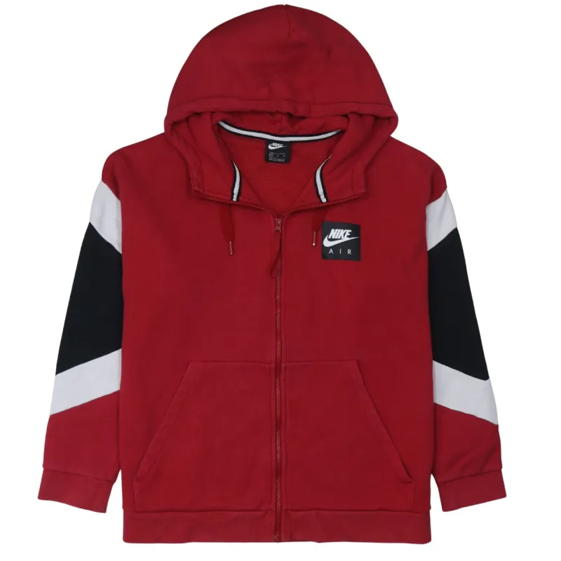 Nike Burgundy Red Hoodie Women’s XLarge Full Zip Nike Air Printed Logo Sleeves Sweatshirt made by Nike