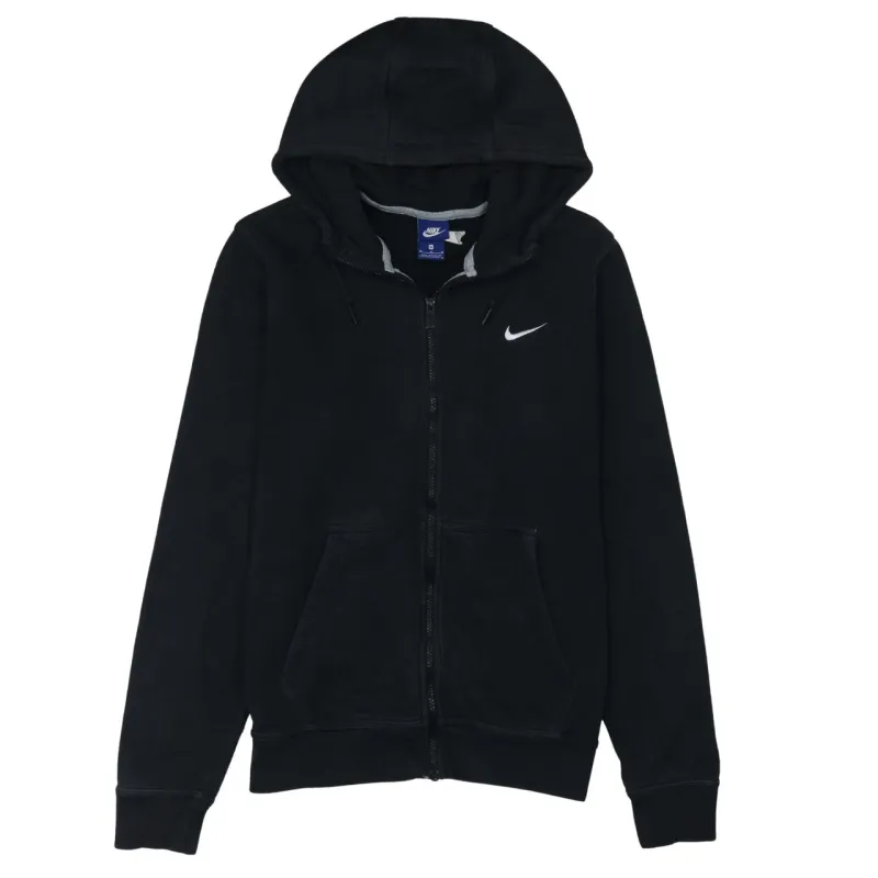 Nike Black Full Zip Hoodie Women’s Medium Embroidered Swoosh Split Pockets Sweatshirt sold by Vintage Club