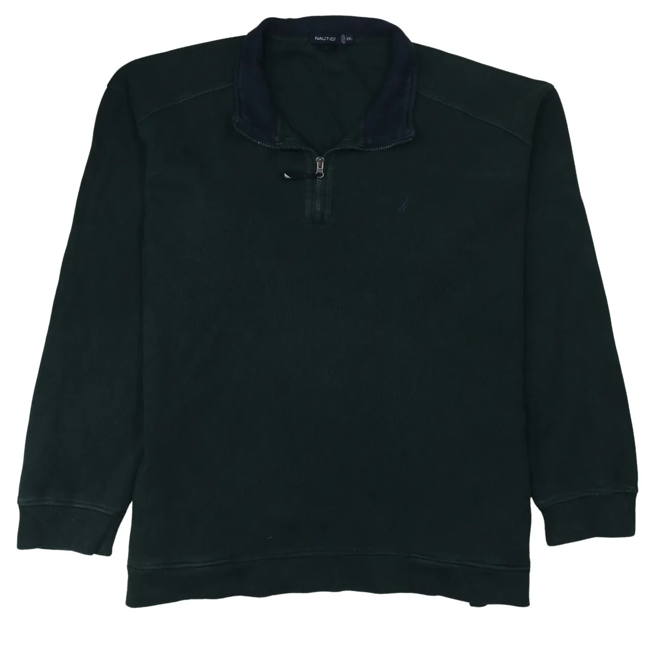 Nautica Dark Green Half Zip Sweatshirt Men's XXLarge Embroidered Logo Funnel Neck Pullover Fleece Top sold by Vintage Club