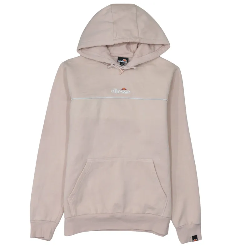 Ellesse Pale Pink Hoodie Women's Large Embroidered Logo Front Pocket Pullover Sweatshirt made by Ellesse