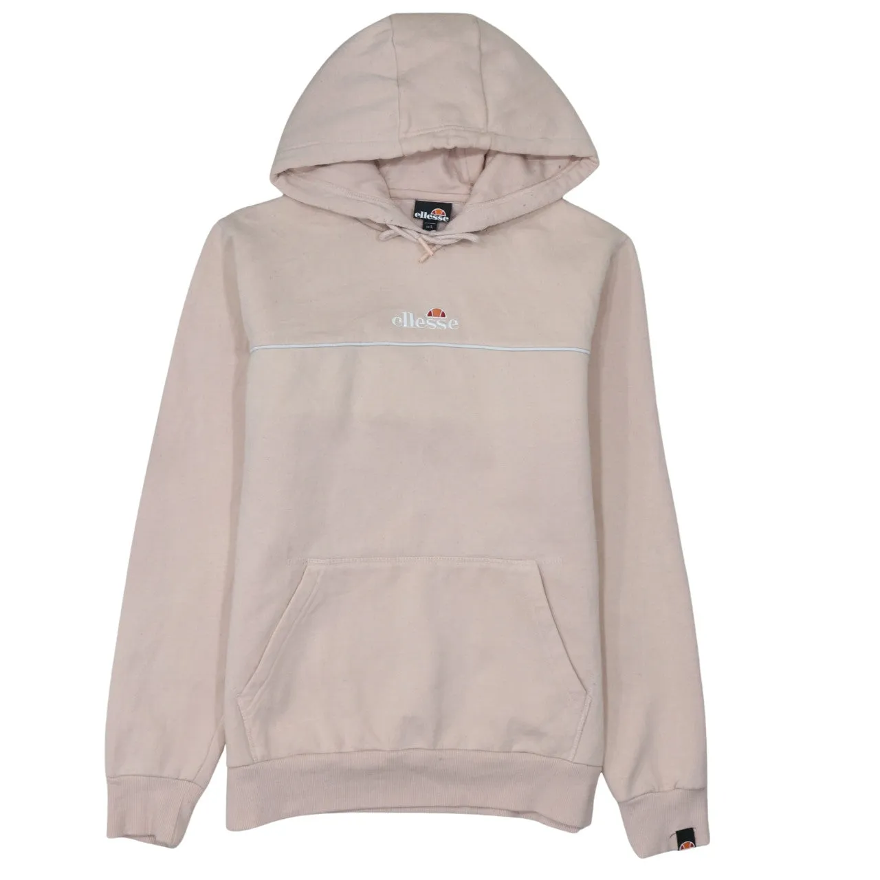 Ellesse Pale Pink Hoodie Women's Large Embroidered Logo Front Pocket Pullover Sweatshirt sold by Vintage Club