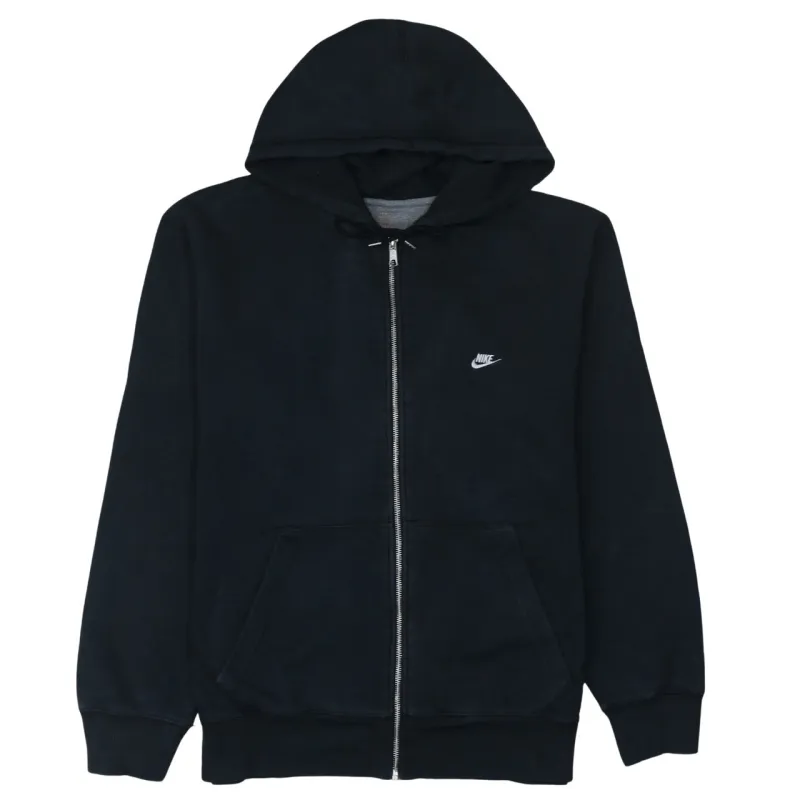 Nike Black Full Zip Hoodie Women’s XLarge Embroidered Swoosh Split Pocket Fleece Sweatshirt sold by Vintage Club