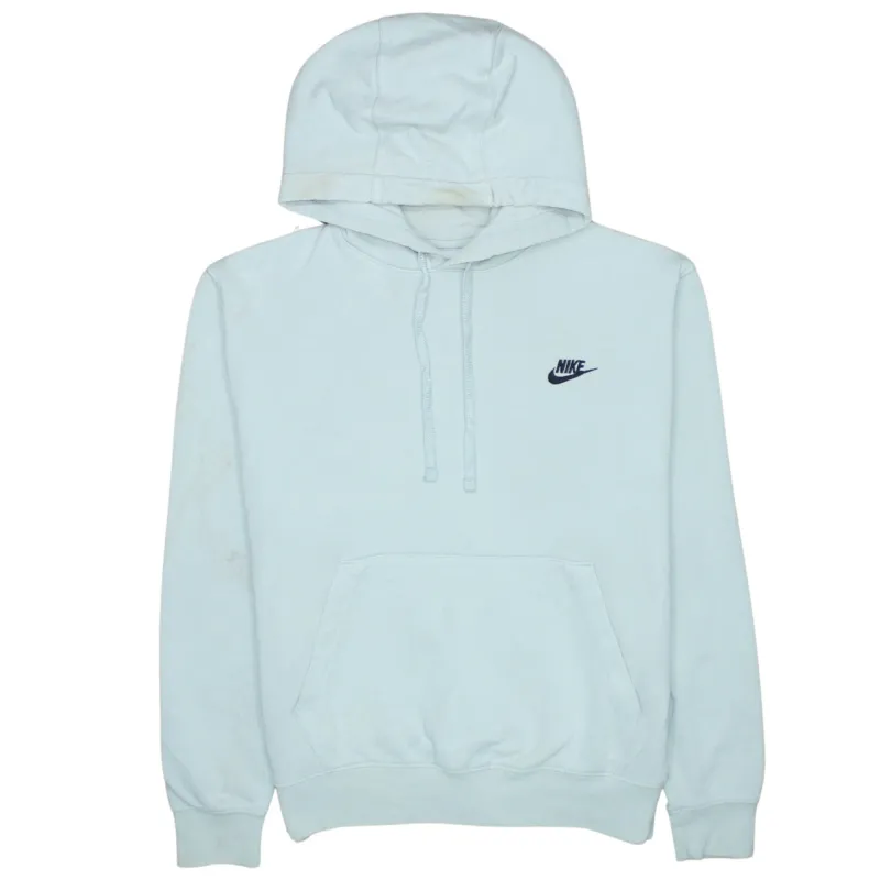 Nike Pale Blue Hoodie Men's Medium Embroidered Swoosh Logo Front Pocket Pullover Sweatshirt sold by Vintage Club