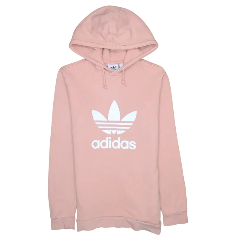 Adidas Pink Hoodie Men's XSmall Printed Trefoil Logo Drawstring Hood Pullover Sweatshirt sold by Vintage Club