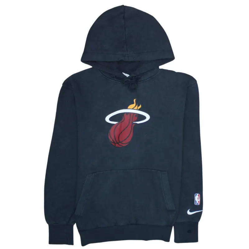 Nike Black Hoodie Men's Small Miami Heat Printed Logo NBA Sleeve Pullover Sweatshirt made by Nike