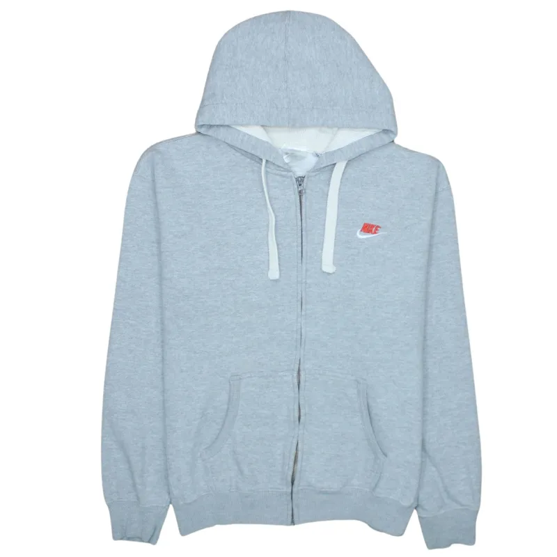 Nike Light Grey Hoodie Women’s Medium Full Zip Embroidered Swoosh Split Pocket Sweatshirt sold by Vintage Club