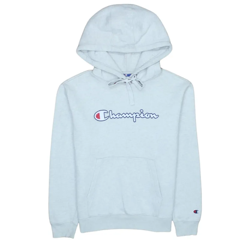 Champion Light Grey Hoodie Men's XSmall Printed Logo Front Pocket Pullover Sweatshirt made by Champion