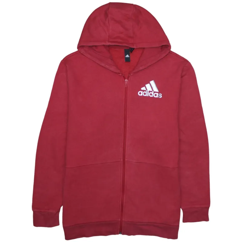 Adidas Burgundy Red Hoodie Men's XXLarge Embroidered Chest Logo Full Zip Fleece Sweatshirt sold by Vintage Club
