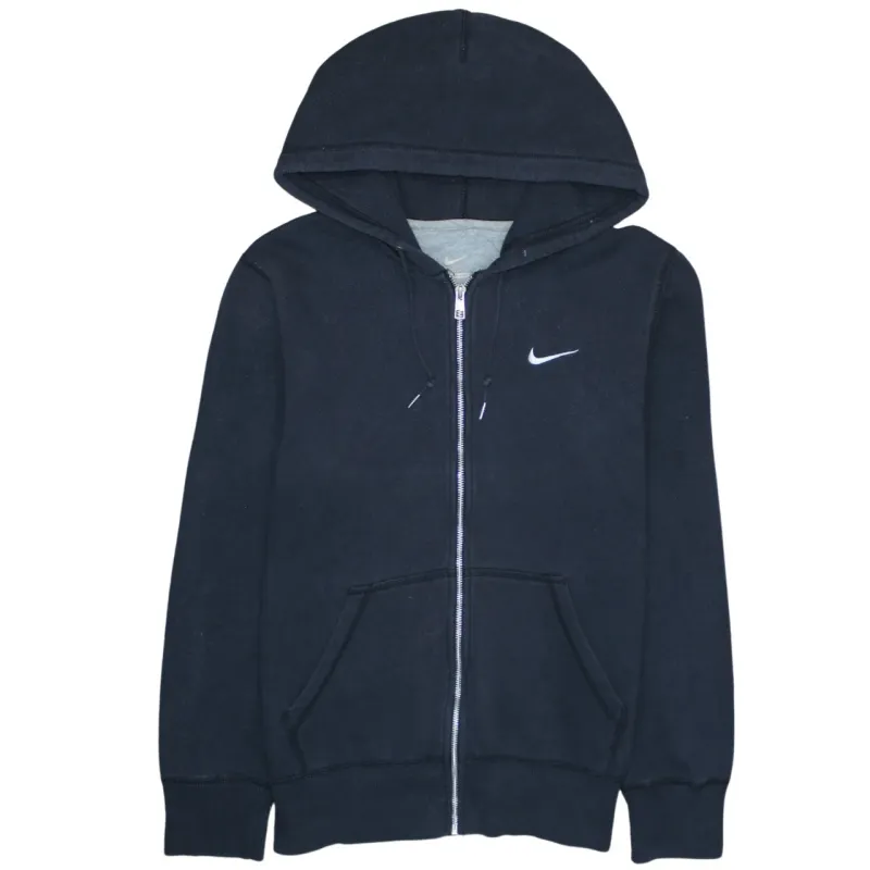 Nike Black Full Zip Hoodie Men's Medium Embroidered Swoosh Split Pocket Sweatshirt sold by Vintage Club