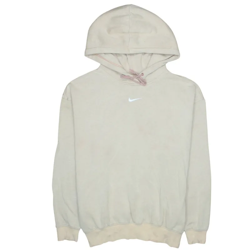 Nike Beige Cream Hoodie Men's Small Embroidered Swoosh Pullover Fleece Sweatshirt sold by Vintage Club