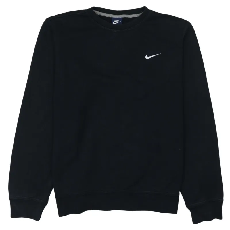 Nike Black Sweatshirt Men's Large Embroidered Swoosh Logo Crewneck Pullover Fleece Top sold by Vintage Club