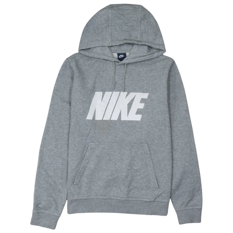 Nike Grey Hoodie Women’s Medium Printed Front Logo Drawstring Hood Pouch Pocket Sweatshirt sold by Vintage Club