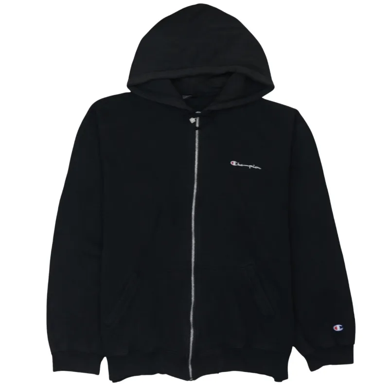 Champion Black Zip Hoodie Women's XXLarge Embroidered Logo Split Pouch Pockets Sweatshirt sold by Vintage Club