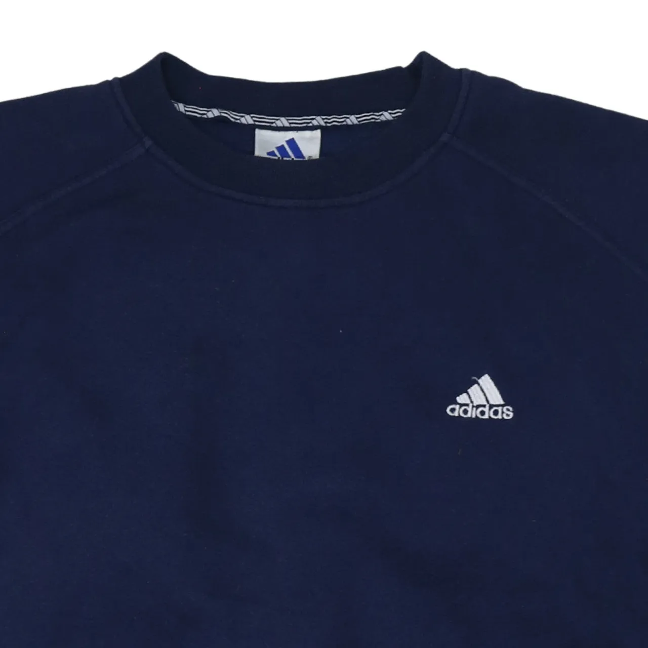 Adidas Navy Blue Sweatshirt Men's XXLarge Embroidered Logo Three Stripe Sleeves Pullover Top sold by Vintage Club product image thumbnail 3