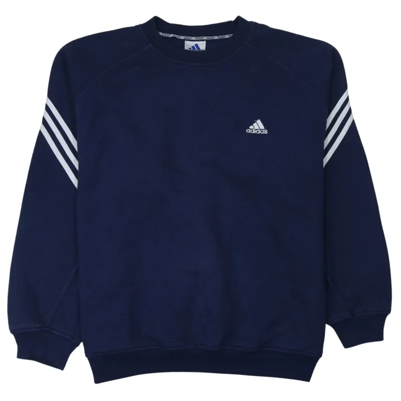 Adidas Navy Blue Sweatshirt Men's XXLarge Embroidered Logo Three Stripe Sleeves Pullover Top sold by Vintage Club