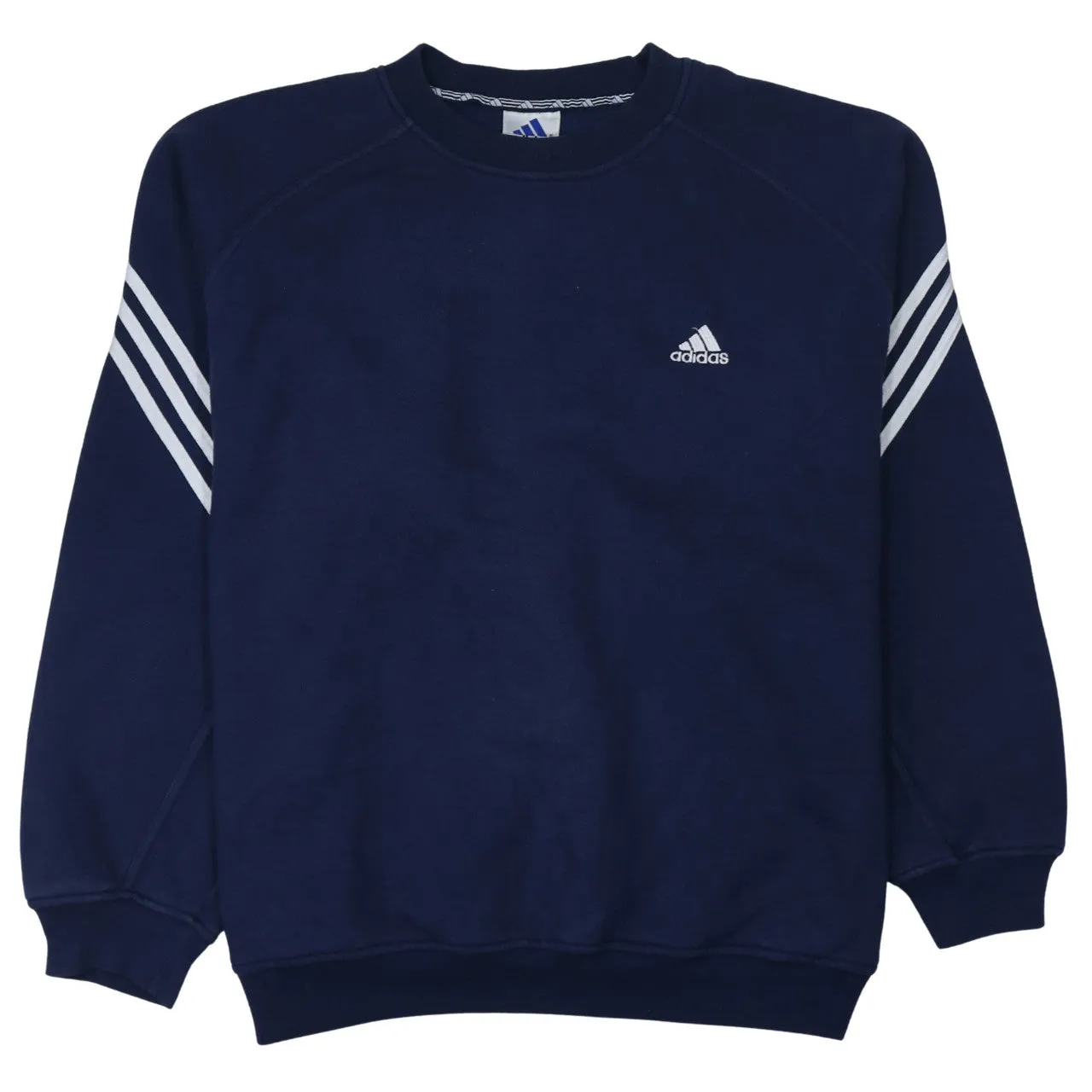 Adidas Navy Blue Sweatshirt Men's XXLarge Embroidered Logo Three Stripe Sleeves Pullover Top sold by Vintage Club