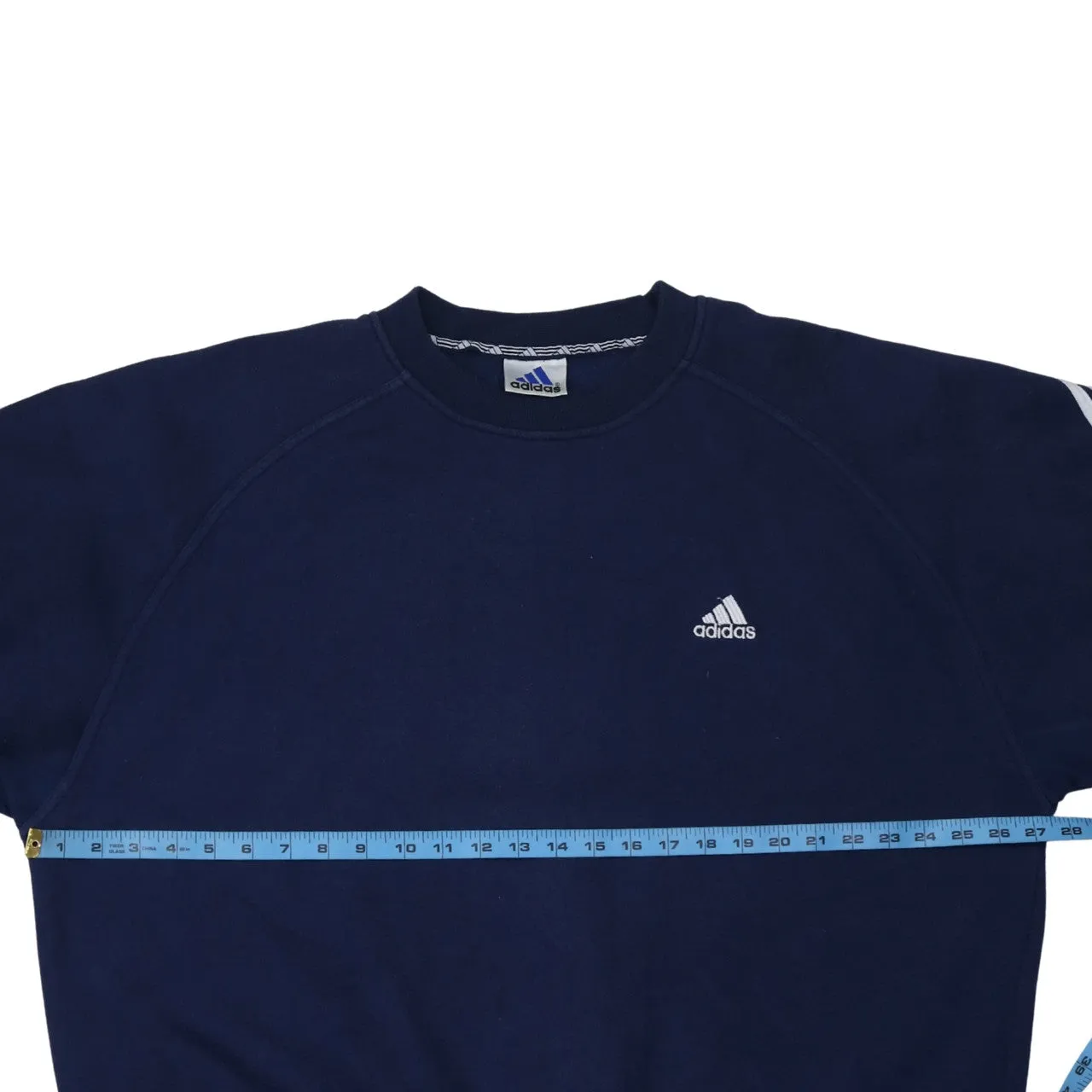 Adidas Navy Blue Sweatshirt Men's XXLarge Embroidered Logo Three Stripe Sleeves Pullover Top sold by Vintage Club product image thumbnail 5