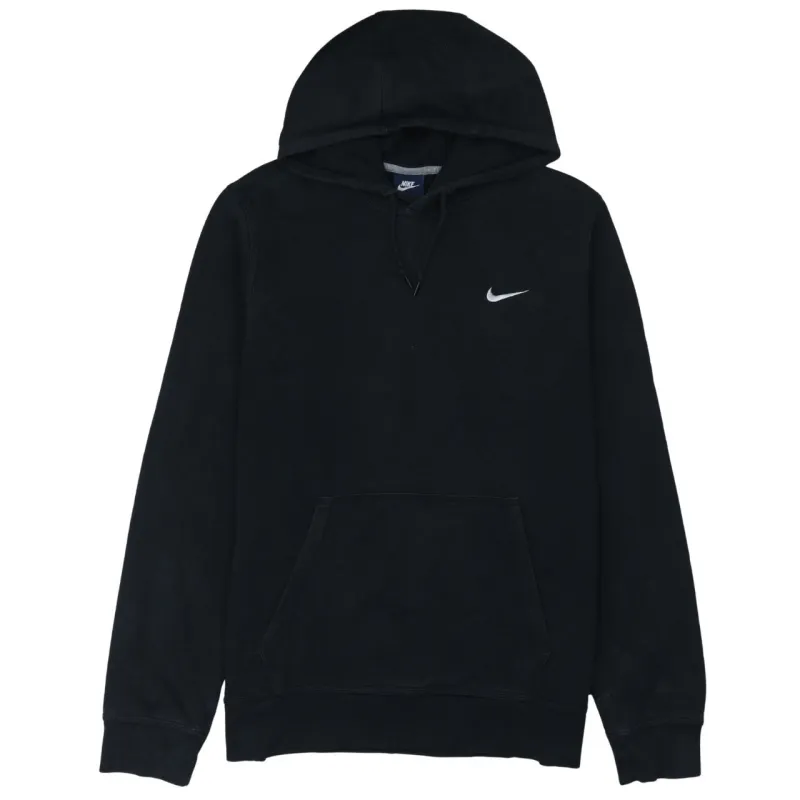 Nike Black Pullover Hoodie Women’s Large Embroidered Swoosh Front Pocket Fleece Sweatshirt sold by Vintage Club