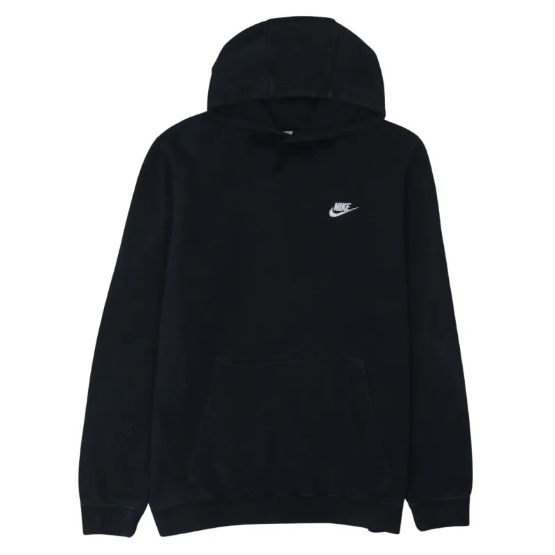 Nike Black Hoodie Women’s Large Embroidered Swoosh Logo Front Pocket Pullover Sweatshirt sold by Vintage Club