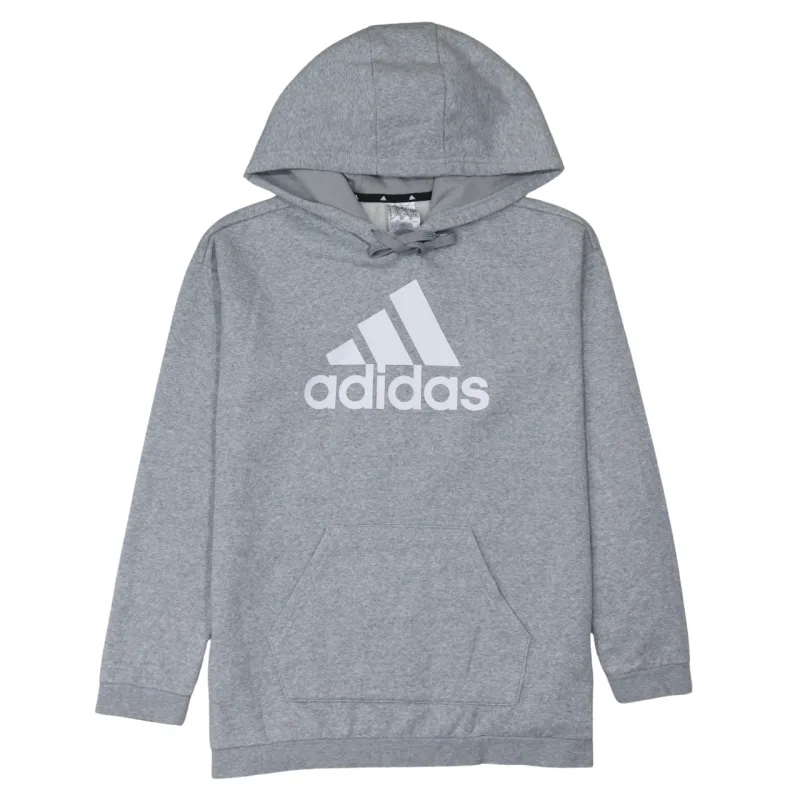 Adidas Grey Hoodie Women’s Small Printed Logo Front Pocket Pullover Sweatshirt sold by Vintage Club