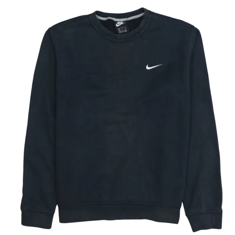 Nike Black Crewneck Sweatshirt Men's XLarge Embroidered Swoosh Fleece Pullover Top sold by Vintage Club