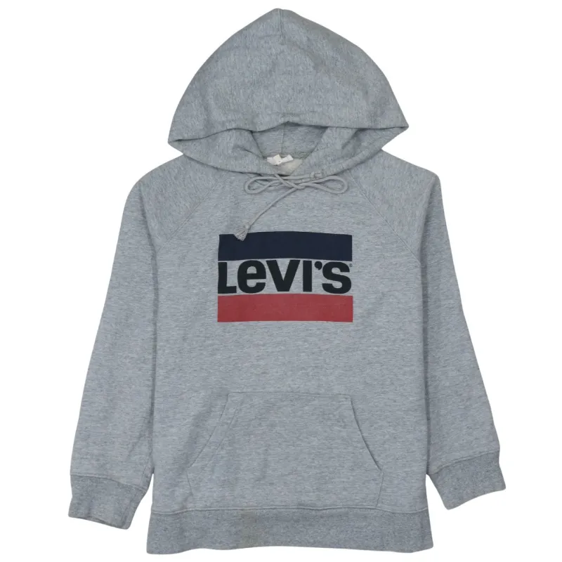 Levi's Grey Hoodie Women’s Medium Printed Box Logo Front Pocket Pullover Sweatshirt sold by Vintage Club