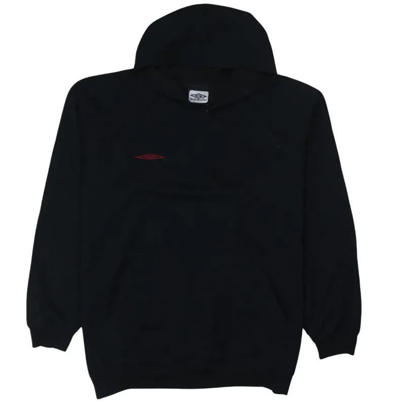 Umbro Black Hoodie Women’s XXLarge Red Embroidered Logo Front Pocket Pullover Sweatshirt sold by Vintage Club
