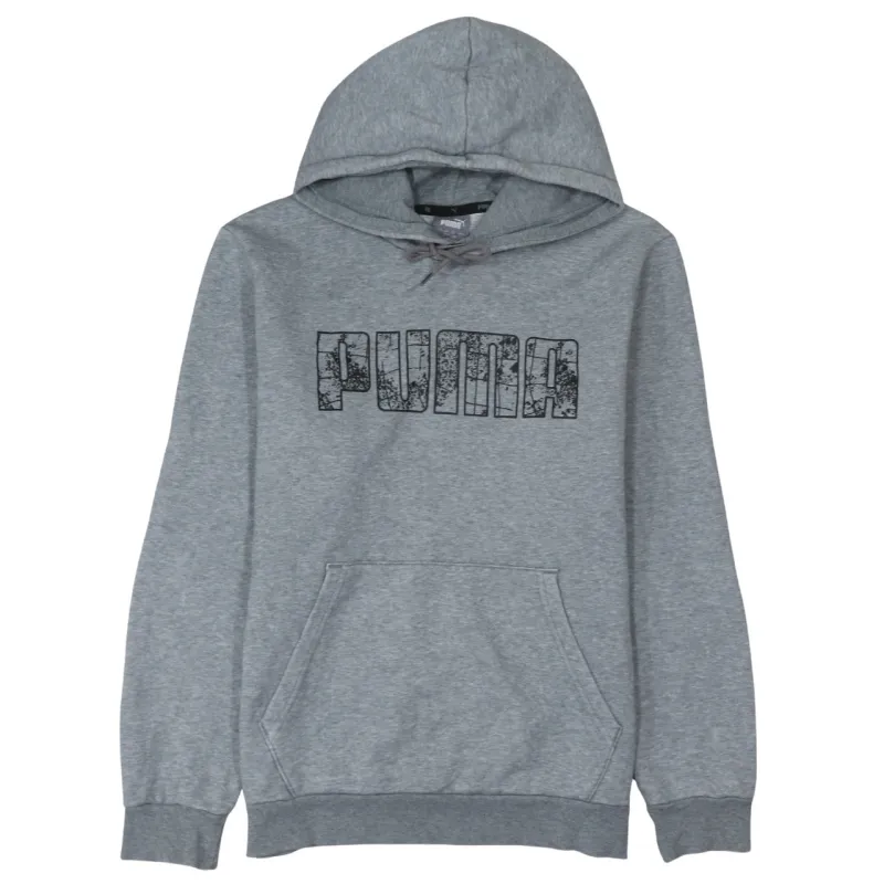 Puma Grey Hoodie Men's Small Printed Logo Drawstring Hood Front Pocket Sweatshirt sold by Vintage Club