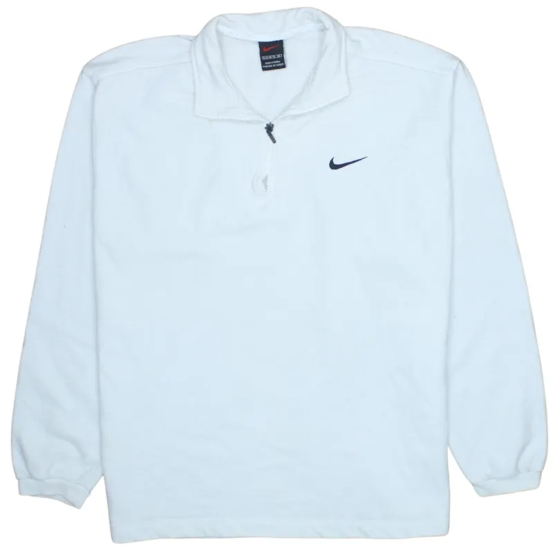 Nike White Quarter Zip Sweatshirt Women's XLarge Embroidered Swoosh Funnel Neck Pullover Fleece Top sold by Vintage Club