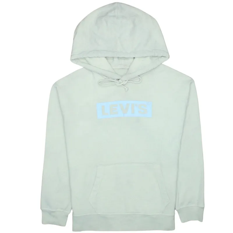 Levi's Pale Yellow Hoodie Men's Small Printed Chest Logo Front Pocket Pullover Sweatshirt sold by Vintage Club