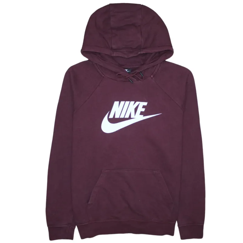Nike Burgundy Red Hoodie Men's Medium Printed Logo Front Pocket Pullover Sweatshirt sold by Vintage Club