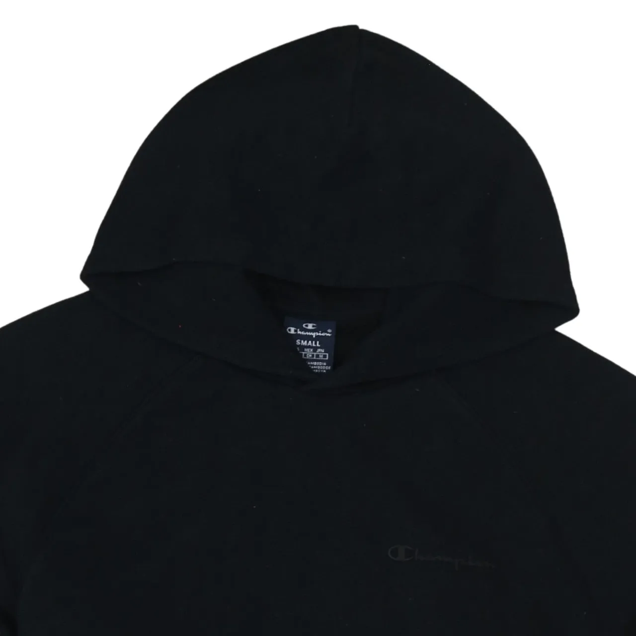 Champion Black Hoodie Men’s Small Embroidered Chest Logo Cuff Logo Pullover Sweatshirt sold by Vintage Club product image thumbnail 3