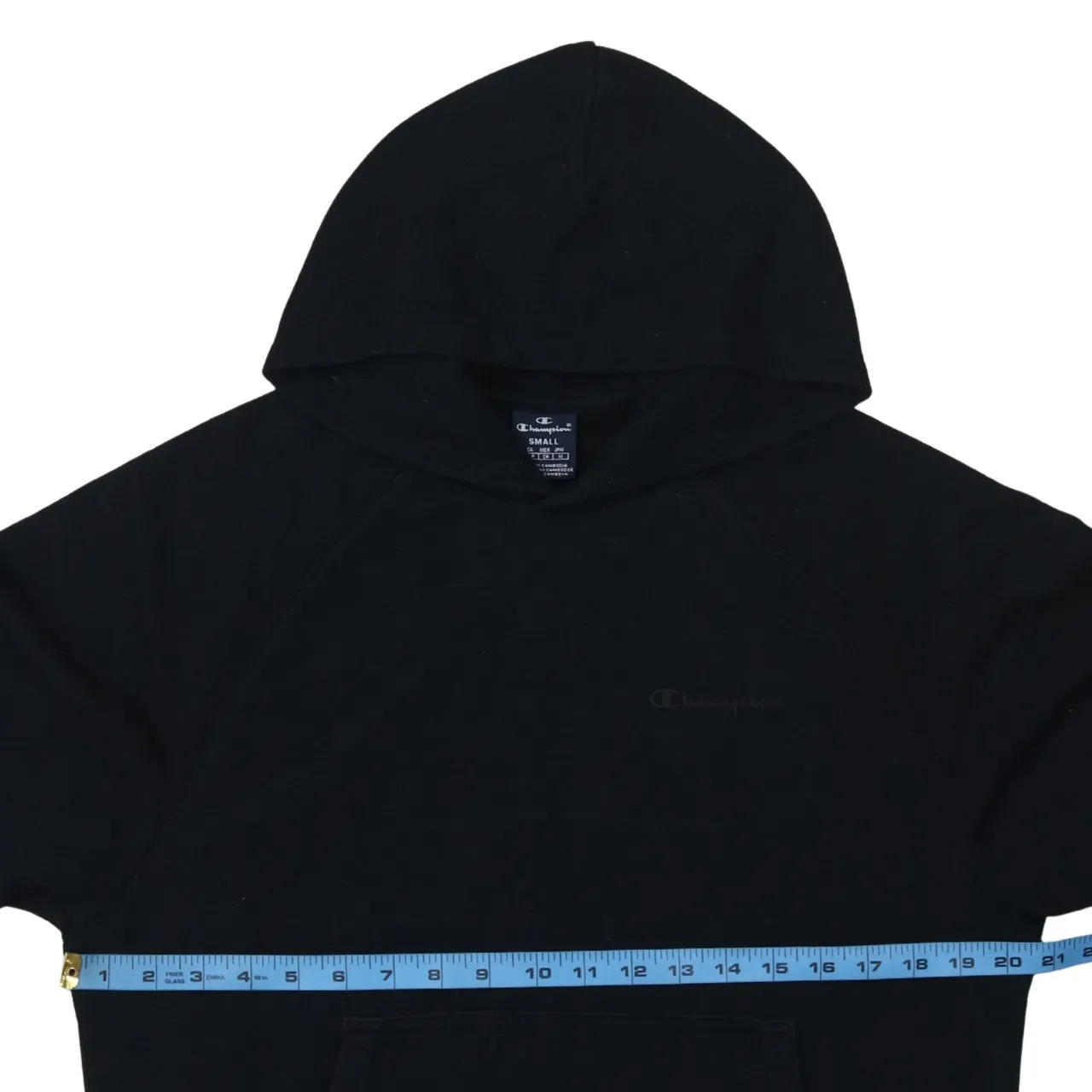 Champion Black Hoodie Men’s Small Embroidered Chest Logo Cuff Logo Pullover Sweatshirt sold by Vintage Club product image thumbnail 5