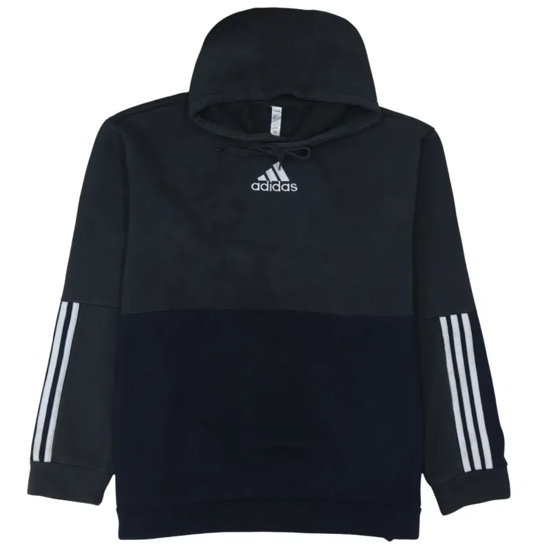 Adidas Black Navy Hoodie Men’s XXLarge Embroidered Logo Three Stripe Sleeves Pullover Sweatshirt made by Adidas