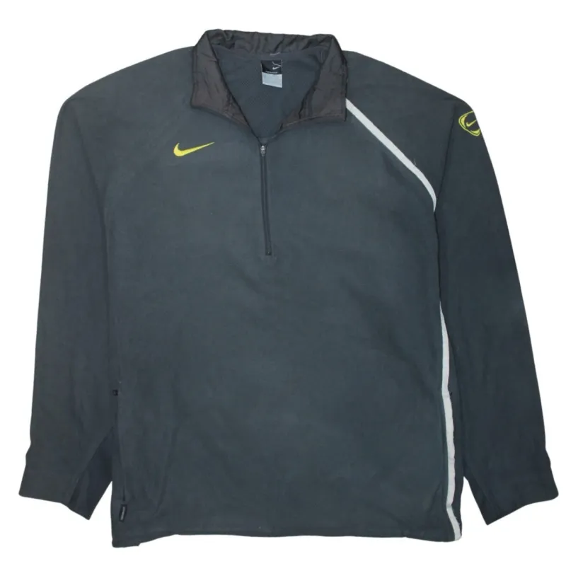 Nike Dark Grey Fleece Jumper Women’s XXL Quarter Zip Embroidered Swoosh Total 90 Top made by Nike