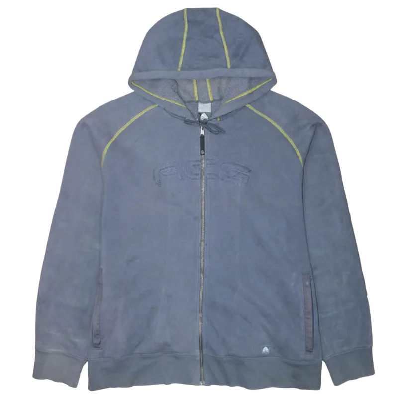 Nike Grey ACG Full Zip Hoodie Men’s XLarge Embroidered Logo Contrast Stitch Pockets Sweatshirt made by Nike